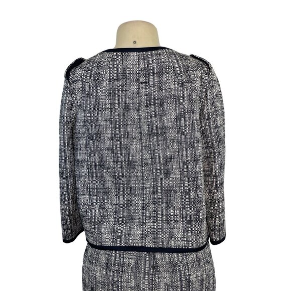 Talbots Black & White Tweed Two-Piece Suit With Skirt & Button-Up Jacket Sz 8 - Picture 6 of 13